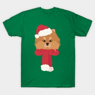 Christmas Pomeranian Dog Face T-Shirt